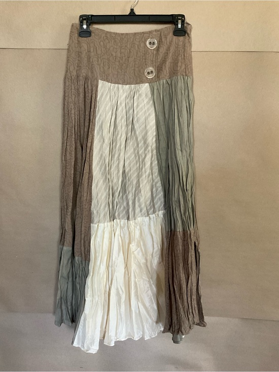 D. Studio Dresses & Skirts - D Studio. Boho Tiered Patchwork Maxi Skirt in Taupe, Cream, and Gray. Size 4